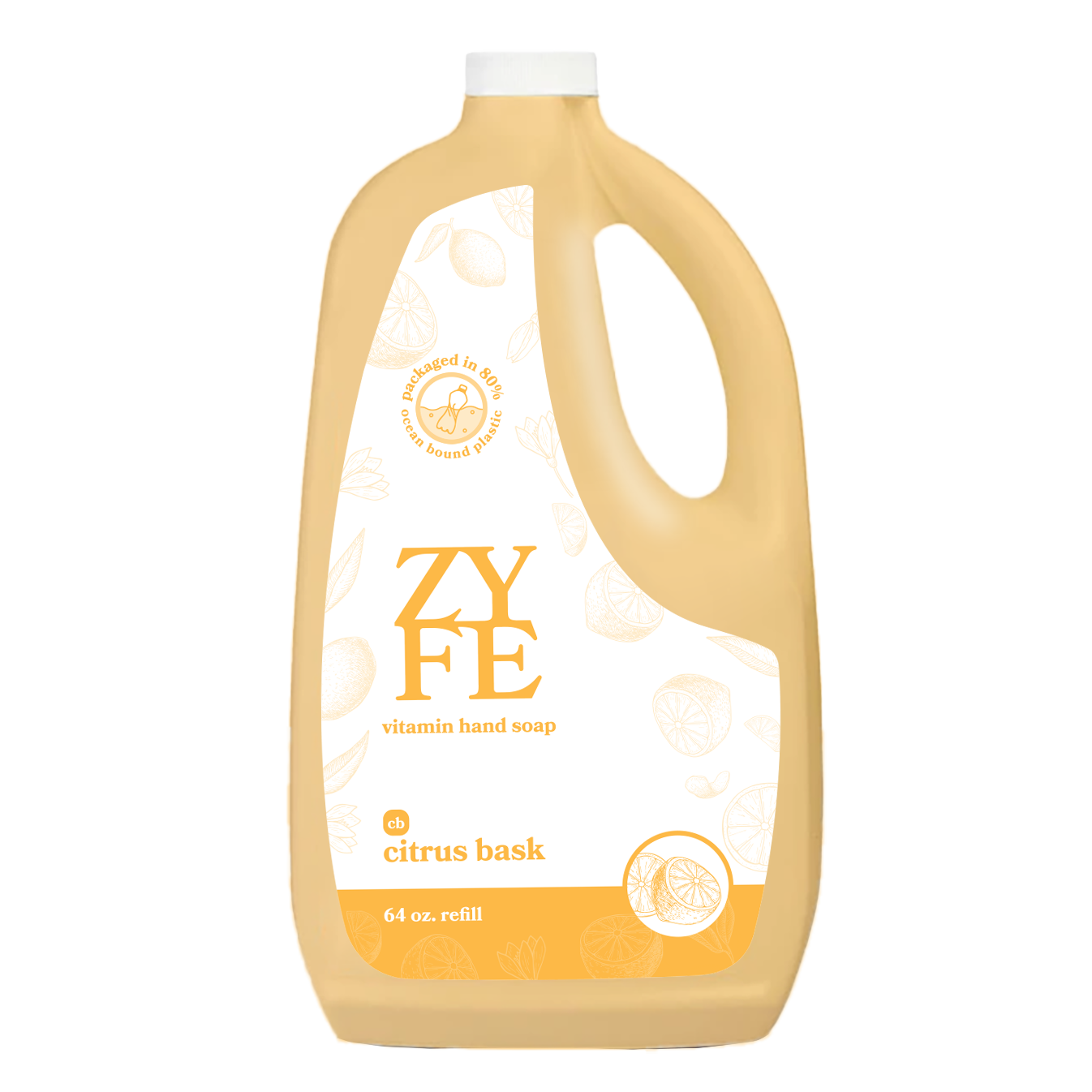 Zyfe 64 Oz Bottle Mockup - Front - Citrus Bask